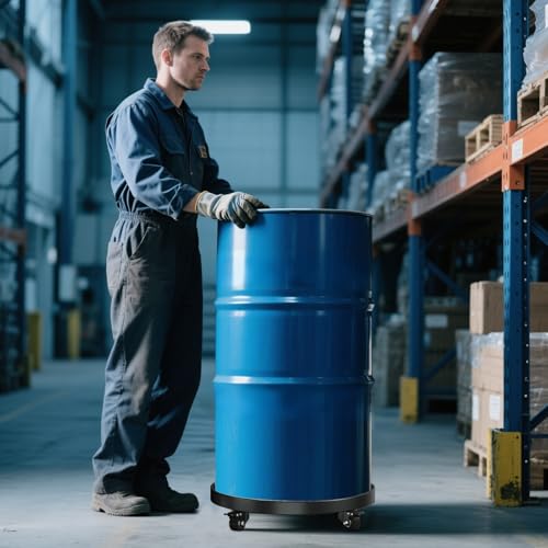 Heavy Duty 55 Gallon Drum Dolly – 2000LB Capacity, Anti Rollover Design with 4 Swivel Casters & 2 Brakes, Double Fork Style for Warehouse/Industrial Use (Black) - size: 55 Gallon Drum Dolly 24.5"Lx 24.5"W