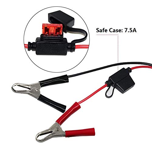 (5PACK)1.5FT 12V Battery Alligator Clip to SAE 2Pin Quick Disconnect Cable SAE to Battery Clamp Cable 7.5A Fuse - size: 5 PACK