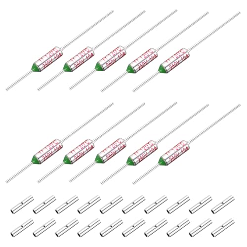 MECCANIXITY 10 Pcs Metal Temperature Thermal Fuse SF120 120C 248F 10A 250V Cutoff Thermal Fuse with 20 Pcs BN1.25 Bare Terminal Butt Connector - style: SF120