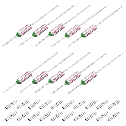 MECCANIXITY 10 Pcs Metal Temperature Thermal Fuse SF120 120C 248F 10A 250V Cutoff Thermal Fuse with 20 Pcs BN1.25 Bare Terminal Butt Connector - style: SF120