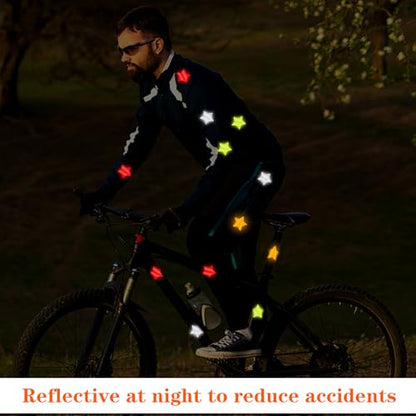 Ymapinc 40Pcs Star Shape Reflective Stickers, Warning Safety Reflector Stickers for Kids, Waterproof Safety Helmet Stickers for Vehicles, Bicycles, Motorcyclesc and Construction Workers