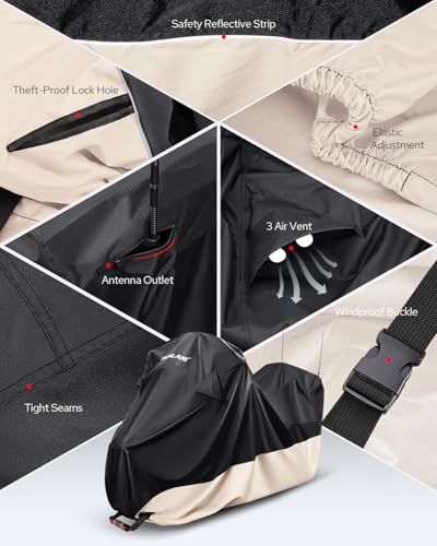 Benlari Motorcycle Cover Waterproof with Side Top Box Compatible with Harley Davidson Touring Ultra Limited Street Glide Road Glide Electra Glide Outdoor All Weather Protection, XL,116" x 47" x 53" - size: XL (116" x 47" x 53"), style: Touring Ultra