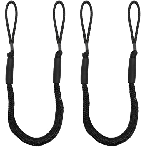 NewDoar 2 Pack Bungee Dock Lines Mooring Rope 2200LBS Boat Dock Anchor Line with Side Foam Floats for Sailboat, PWC, Kayak, Wooden Boat,Surfboard, Watercraft Accessories(4FT,Black) - color: Black-4 feet-2pcs