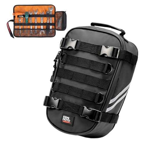KEMIMOTO PVC Motorcycle Tail Bag with Tool Roll Bag Quick Release 6L Water-resistant Universal Dirt Bike Enduro Rear Fender Bag Storage Fit for Dual Sport Bike Adventure Off Road Motocross