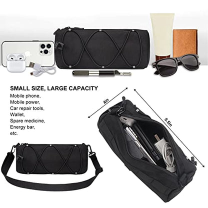 KOSIBATE Bike Handlebar Bag with Shoulder Strap, Mountain Road Bikes Bicycle Front Bag Frame Storage (Black) - color: Black