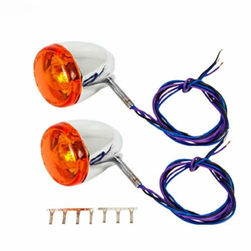 Chrome Deuce Style Amber Lens Turn Signals 12V Fit For Harley-Davidson 1977-2007