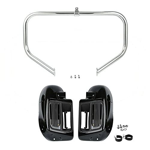 TCMT Highway Engine Guard Crash Bar Lower Vented Leg Fairing Water-Cooled Fit For Harley Touring 2014-2024 Road King Street Glide Road Glide Electra Glide 2014-2023 - color: Chrome Crash Bar, Standard Leg, size: Style A Lower Vented Leg