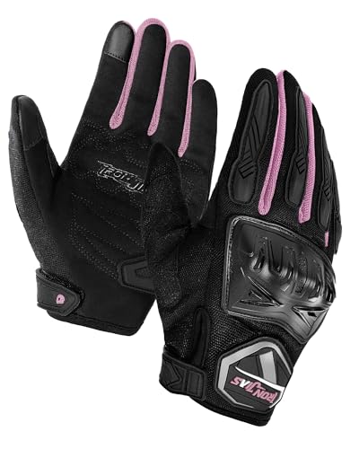 BORLENI Motorcycle Riding Gloves Touch Screen Full Finger Glove Motocross Road Racing Bike Outdoor Sports for Women Men - color: 016-Pink, size: Medium