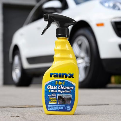 Rain-X 5071268-2 2-in-1 Glass Cleaner and Rain Repellant, 23 oz. (Pack of 2) - Provides a Streak-Free Clean for Automotive Glass While Preventing Sleet, Snow, Ice, and Road Spray Build Up - size: 23 Fl Oz (Pack of 2)
