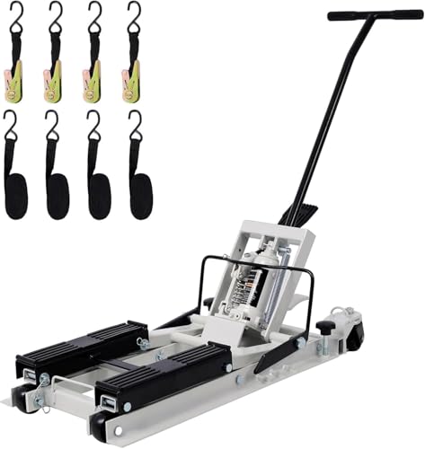 1500LBS Hydraulic Motorcycle Lift Jack, Foot-Operated ATV Scissor Lift Table with 4 Wheels & Tie-Down Straps, Portable Hoist Stand for Motorcycle/UTV/ATV, Grey - color: Grey