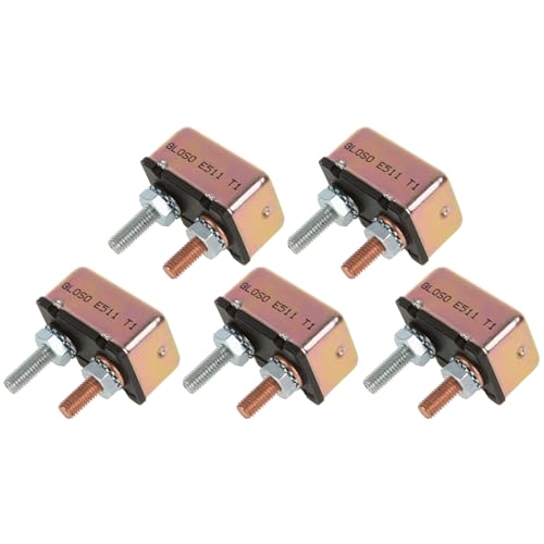 GLOSO Circuit Breakers Stud Bolt Type for Truck Bus RV Automotive Motorcycle No Bracket Metal Cover Auto Reset (T1) - 5 Pack (15A) E511 - color: 5 Pack, size: 15A