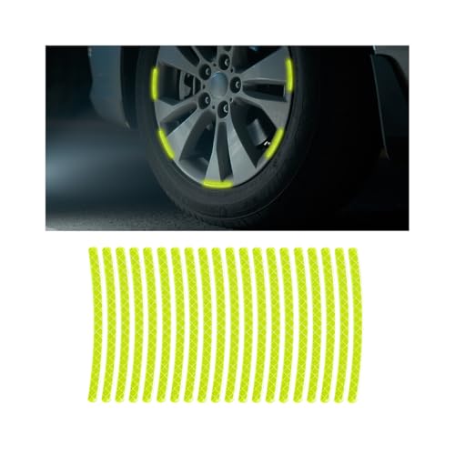 20PCS Reflective Car Wheel Decorative Stripe Stickers, Fluorescent Auto Night Safety Warning Sticker, Anti Scratch Waterproof Wheel Rims Tape Decal, Universal Vehicle Accessories (Green) - color: Green