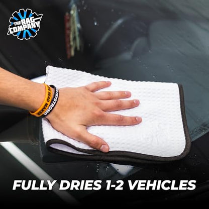 The Rag Company - Dry Me A River, Professional Korean 70/30 Blend Microfiber Waffle-Weave Drying & Detailing Towels, Soft Suede Edges, 390 GSM, 16x24 Inches, White, 3-Pack - color: White, size: 16in x 24in