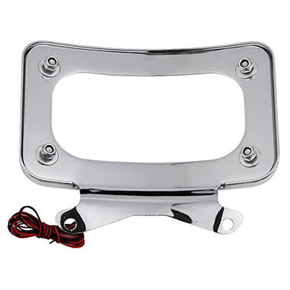 TCT-MOTORPARTS Chrome Curved Laydown License Plate Mount Frame Light Fit for Harley 2017-2025 FLHRXS Road King Special Road Glide; Street Glide 2010-2025 - color: Chrome