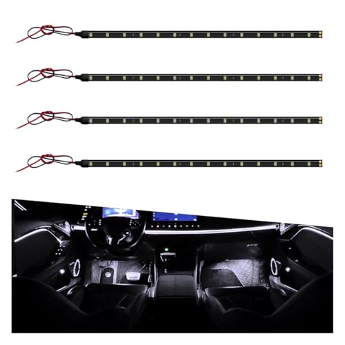 4PCS DC 12V Waterproof Car LED Light Strip, 30CM/1Ft 3528 15SMD Car Underbody Light Strip with 9" Wire, Vehicle Interior Exterior Decoration Light for Golf Cart, Boat, Motorcycle (White) - color: White