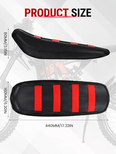 Electric Dirt Bike Seat Cover for Surron Light Bee,Non-Slip Motorcycle Cushion Cover for Sur Ron Light Bee X and S/X160/X260-Red - color: Red