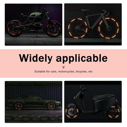 20 PCS Car Wheel Reflective Sticker, Waterproof Night Safety Warning Decal, Anti-Scratch Wheel Rim Eyebrow Stripe, Universal for Car SUV Motorcycle (Red) - color: Red