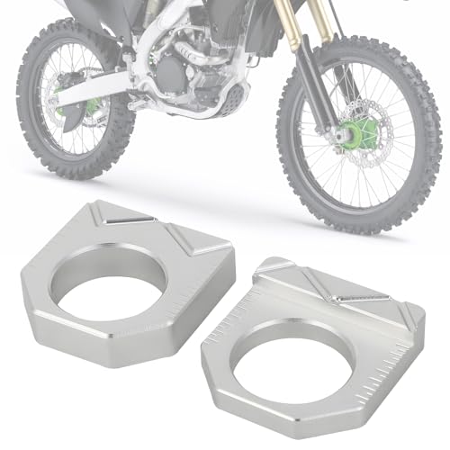 Dirt Bike Rear Axle Block CNC Motorcycle Chain Tensioner Adjuster for KX450F 16-18 KX250F 17-19 KX250 KX450 19-24 KX250X KX450X 22-24 Silver - color: silver