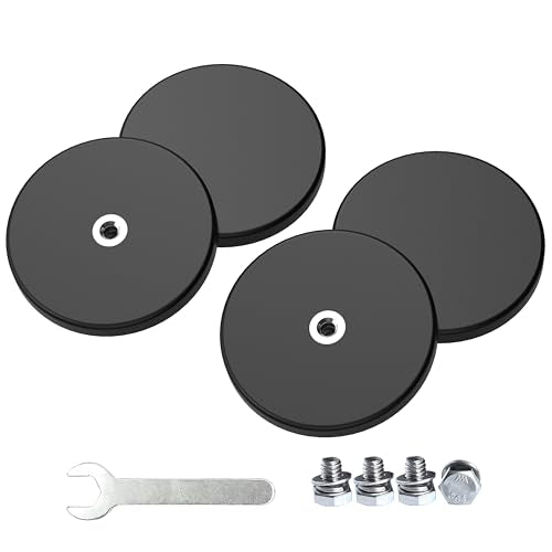 Magnetpro 4 Pieces Strong Rubber Coated Mounting Magnets Anti-Scratch & Anti Corrosion, Over 30 LB Adhesive Power, with 1/4"-20 Stainless Steel Thread Hole and Screw for PTZ, Camera - size: 30LB - 1/4"-20 Female SS