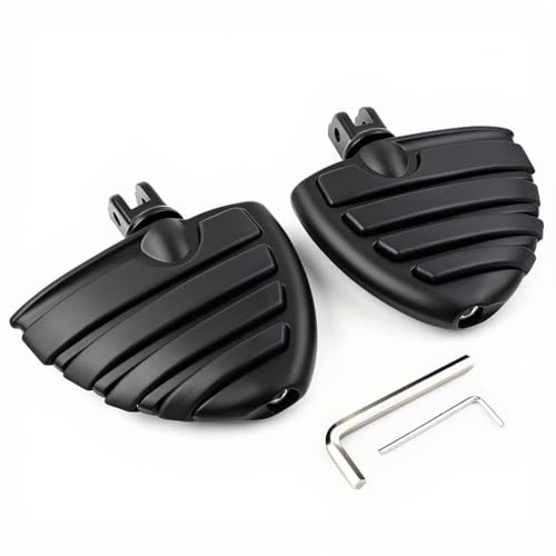Matte Black Wing Style Motorcycle Foot Pegs Compatible with Harley Touring Road King Street Glide Softail Dyna Sportster, Wide Adjustable Footrests with Male Mount Clevis - color: Matte Black#50