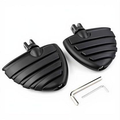 Matte Black Wing Style Motorcycle Foot Pegs Compatible with Harley Touring Road King Street Glide Softail Dyna Sportster, Wide Adjustable Footrests with Male Mount Clevis - color: Matte Black#50