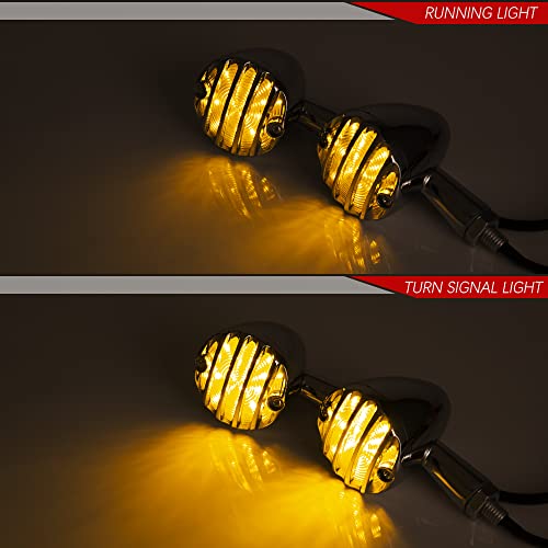 SMD LED Bullet Turn Signals Motorcycle Amber Front Rear Blinker Grill Indicator Universal Compatible for Honda Yamaha Suzuki Kawasaki Harley Chopper Bobber Dyna(Chrome-Amber) - color: C-Chrome Amber