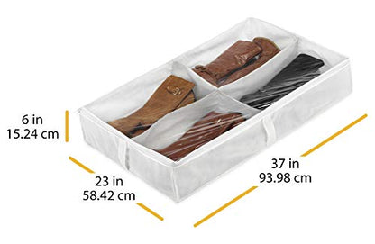 Whitmor Underbed Boot Bag, 4 Section, White (Pack of 6) - color: White, size: 23"L x 37"W x 6"H (Pack of 6), style: UNDERBED BOOT BAG - SINGLE
