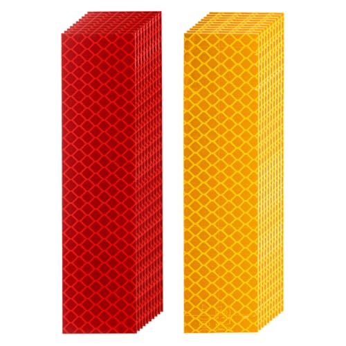HARFINGTON Reflective Tape High Visibility Adhesive Stickers Outdoor Waterproof for Trailer Bike Car Motorcycle Helmet Mailbox - color: Gold Red