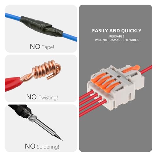 DIANN 10pcs Lever Wire Connectors 1 in 4 Out Circuit Inline Splices Electrical Wire Connector 28-12 AWG Quick Connect Splice Wire Connectors - style: 1 in 4 out