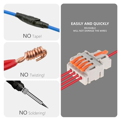 DIANN 10pcs Lever Wire Connectors 1 in 4 Out Circuit Inline Splices Electrical Wire Connector 28-12 AWG Quick Connect Splice Wire Connectors - style: 1 in 4 out