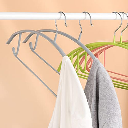 Premium PVC Coating Metal Hangers 20 Pack, Heavyduty, Non Slip Slimline, Suit Jacket T Shirt Hangers, Gold Hooks, Space Saving Clothes Hanger(Gray) - color: Gray