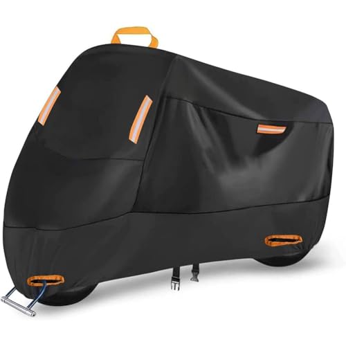 Motorcycle Cover for Honda CRF230F 2003-2025, Heavy Duty Waterproof Oxford Cloth with Elastic Hem and Reflective Strips, All-Weather Protection,Black & Orange-L - 87″ × 37″ × 43″ - color: L - 87″ × 37″ × 43″, size: Black & Orange