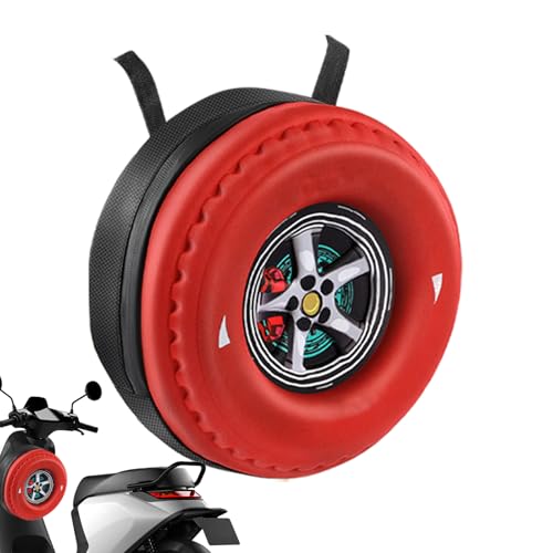 Motorcycle ForkBag- 25 cm Waterproof Front Pouch, PU Leather StorageBag, Tire Design Organizer | Convenient Front MountBagfor Cruiser Scooter Adventure Bike - color: FrontBag