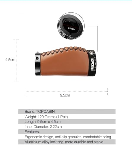 TOPCABIN Bike Grips 2PCS 90mm Length Bike Handlebar Grips Short Mini Bicycle Handlebar Grips Two-Color Rubber Ergonomic Design - color: Hand-Sewn ATF Leather(Brown 90mm)