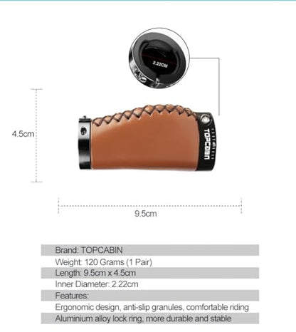 TOPCABIN Bike Grips 2PCS 90mm Length Bike Handlebar Grips Short Mini Bicycle Handlebar Grips Two-Color Rubber Ergonomic Design - color: Hand-Sewn ATF Leather(Brown 90mm)