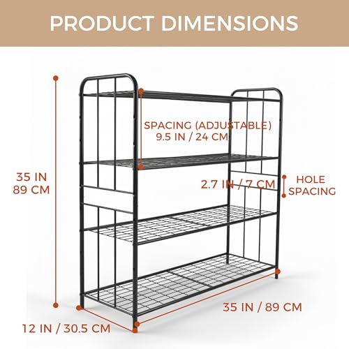 HOSY 4-Tier Metal Shoe Rack, Adjustable Shoe and Boot Storage Rack, Free Standing Utility Shelf (Black) - color: Black