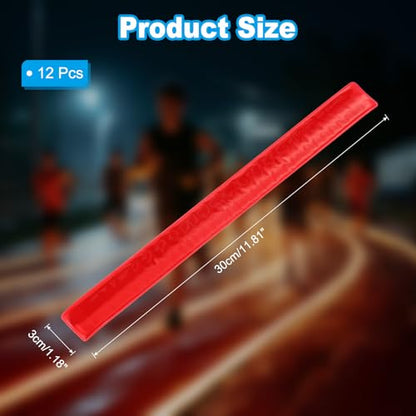 PATIKIL Reflective Slap Bands, Reflector Band Snap Bracelet Armbands High Visibility Safety Reflectors Wrist Strap Strips for Night Jogging Cycling Hiking - color: Red