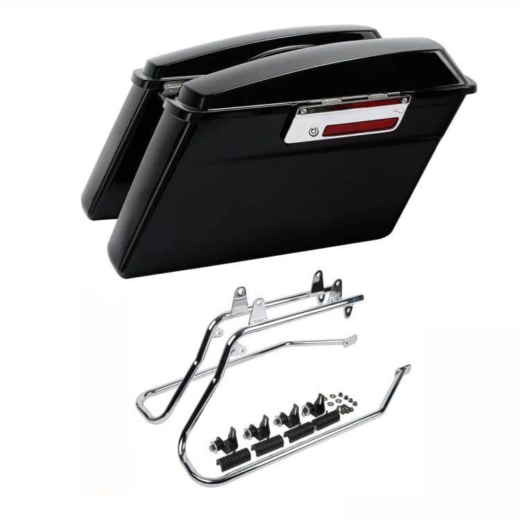 Hard Saddlebags Saddle bags W/Chrome Conversion Brackets for Harley Davidson 1984-2017 Softail Models FLST, FLSTC, FLSTF, FLSTN FLSTS models,Vivid Black