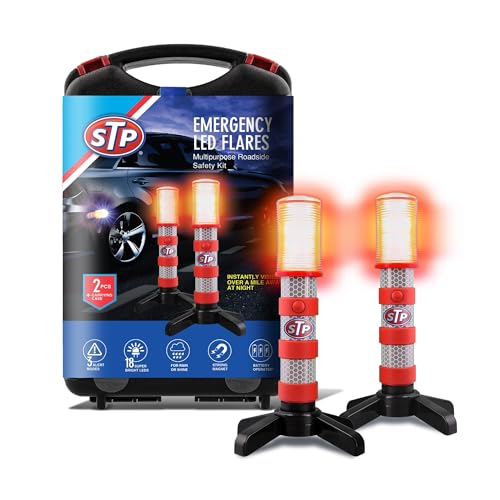 XTREME STP LED Road Flares, Emergency Road Flares for Vehicles, Car Flares with 3 Alert Modes, Magnetic Base, Foldable Stand, Emergency Roadside Lights, Visible Up to 1 Mile, White Flashlight - size: 2 Pack