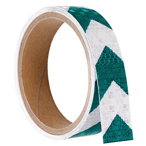PATIKIL Reflective Tape, 1 Roll 10 Ft x 1-inch Waterproof Adhesive High Visibility Caution Warning Safety Tape Reflector for Trucks Trailers Cars, Arrow White Green - color: White Green, size: 10 ft x 1-inch