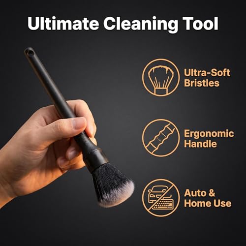 1pcs Car Detailing Brush, Ultra Soft Car Detail Brush Kit for Elegant Surfaces, Auto Scratch-Free Cleaner Kit for Car Interior & Exterior, Wheels, Dashboard, Engine Bay