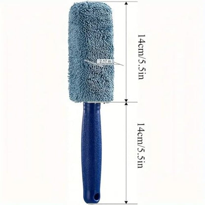 Car Wheel Cleaning Brush, Handle Motorcycle Washing Cleaning Tools, Soft Reusable Clean Tool for Cars Wash Shop (Blue)