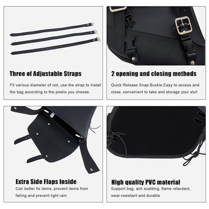 Motorcycle Saddle Bags Leather Motorcycle Solo Swing Arm Bag For Softails Sportsters Choppers Waterproof Side Bags (Black - Right Side, 11.5" x 10.25" x 3.5") - size: Right Side