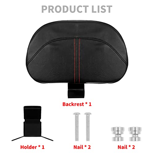 Motorcycle Front Driver Rider Backrest Pad Fits for Harley Touring CVO Street Glide Road King Special Classic Electra Glide 2009-2022 (Red Thread) - color: Red Stitching