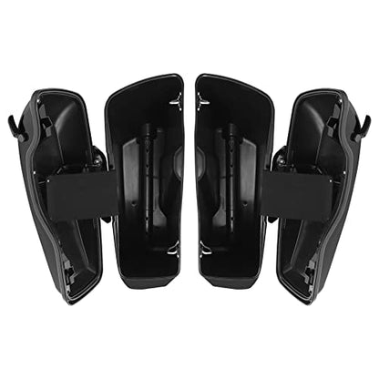 XFMT Motorcycle Saddlebags 4" Stretched Hard Saddle Bags Extended Saddlebags W/Black Latches For Harley Touring CVO Road King Street Glide Road Glide Electra Glide 2014-2024, Vivid Black - color: 4" Stretched-Vivid Black W/ Black Latches