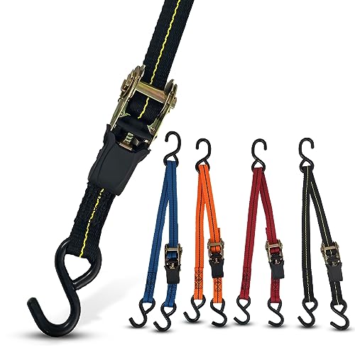 Cajun Tie Downs 3-Point Ratchet Tie Down Strap, Jet Ski, Sea Doo & Wave Runner Transom Straps, Vinyl S-Hooks, Made in USA, Black, 12 ft - color: Black, size: 12 Feet