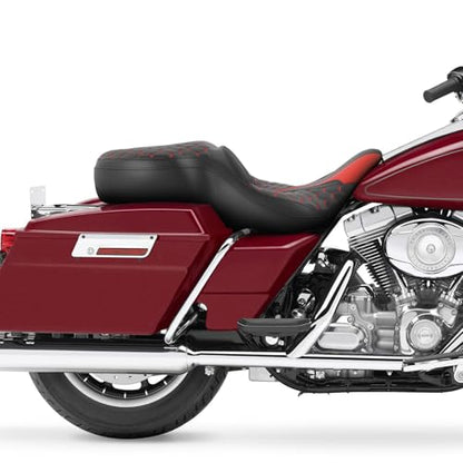 SLMOTO Driver Passenger Seat Motorcycle Cushion Fit For Harley Touring Electra Glide Ultra Classic Standard FLHTC 1997-2007 Black Red - style: Red and Black