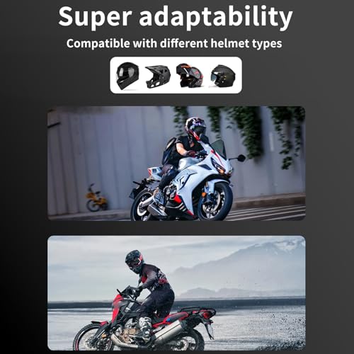 Docooler Motorcycle Headset BT5.4, Motorcycle Headset Communication System with LED Light, FM Radio, Voice Assistant, 40H Playtime, IP65 for Full or Half Helmet Off Road Helmets