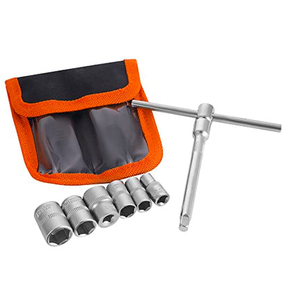 Folding Mini 1/4" Drive T-Handle Socket Wrench Set,Small T-Handle Home Repair Kit for Motorcycle Yamaha YZ250X YZ250 YZ250F