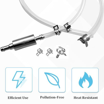 Motorcycle Brake Bleeder Hose Kit, Soft Brake Bleeder Hose with One-Way Check Valve, Bleeding Tool Kit with Rubber Cap & Metal Clamps, Universal for Car Motorcycle Clutch - size: 1Set